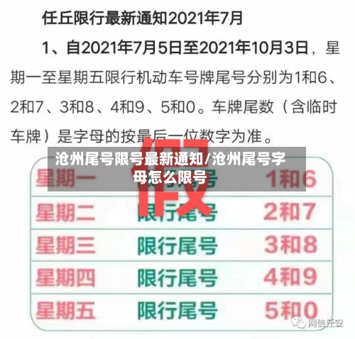 沧州尾号限号最新通知/沧州尾号字母怎么限号-第3张图片